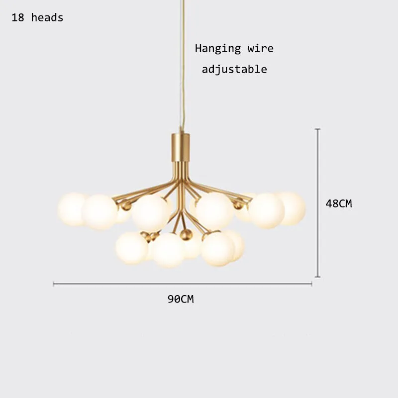 Nordic LED Glass Creative Magic Bean Molecule Chandelier: Modern Lighting for Living Room, Restaurant, and Bedroom Decor