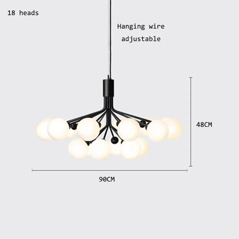 Nordic LED Glass Creative Magic Bean Molecule Chandelier: Modern Lighting for Living Room, Restaurant, and Bedroom Decor