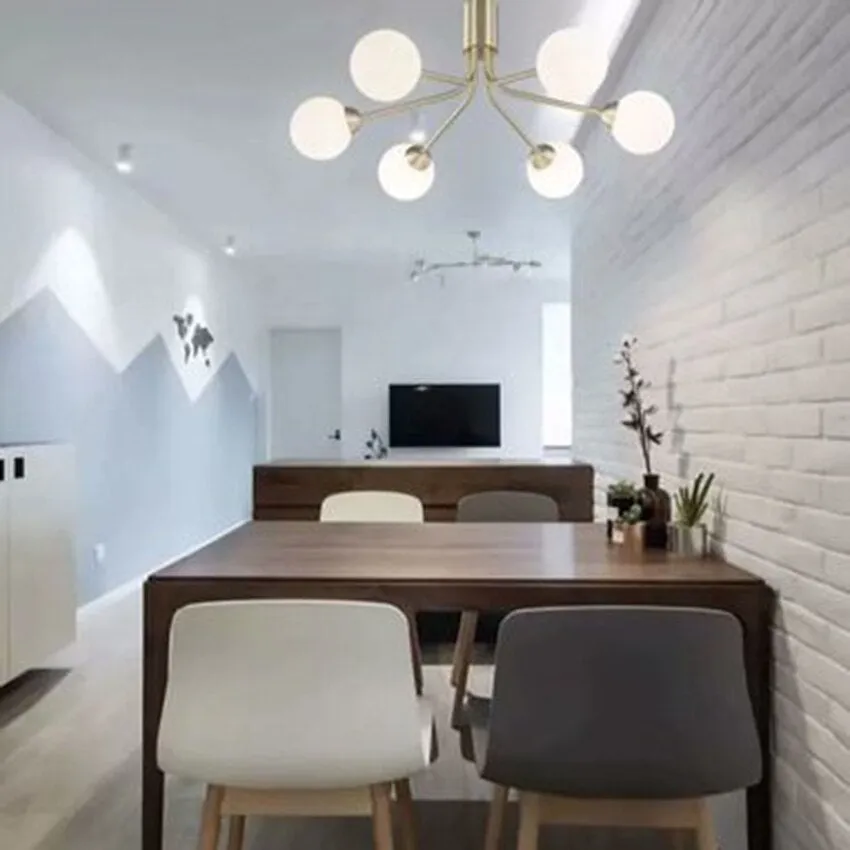 Nordic LED Glass Creative Magic Bean Molecule Chandelier: Modern Lighting for Living Room, Restaurant, and Bedroom Decor