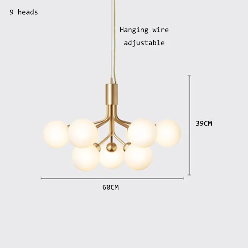 Nordic LED Glass Creative Magic Bean Molecule Chandelier: Modern Lighting for Living Room, Restaurant, and Bedroom Decor