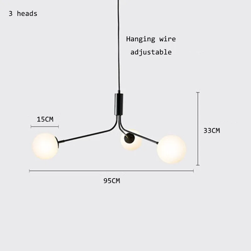 Nordic LED Glass Creative Magic Bean Molecule Chandelier: Modern Lighting for Living Room, Restaurant, and Bedroom Decor