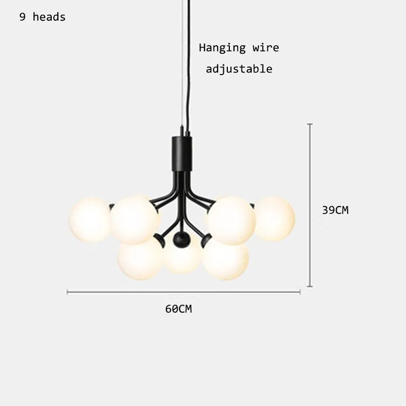 Nordic LED Glass Creative Magic Bean Molecule Chandelier: Modern Lighting for Living Room, Restaurant, and Bedroom Decor