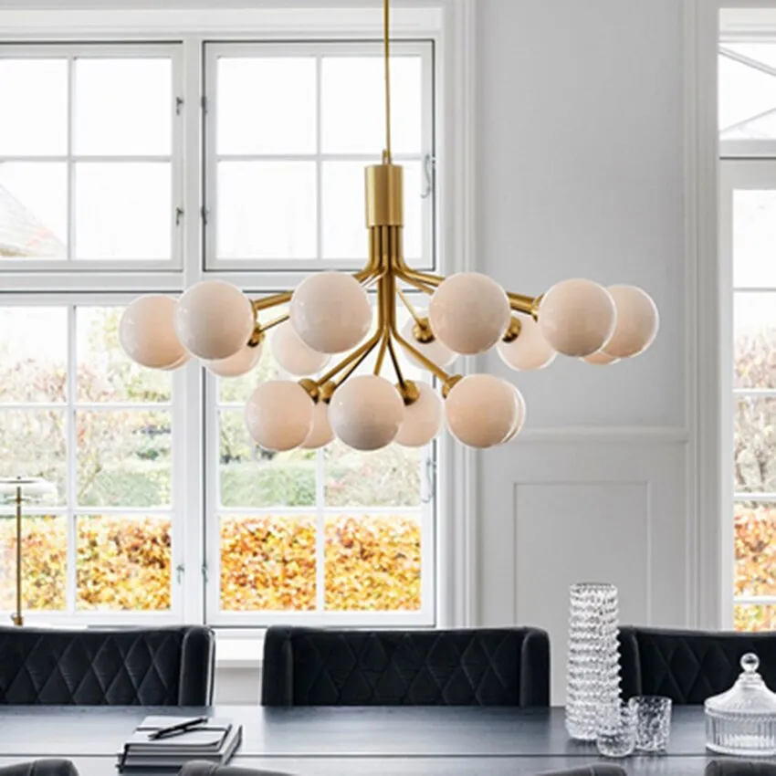 Nordic LED Glass Creative Magic Bean Molecule Chandelier: Modern Lighting for Living Room, Restaurant, and Bedroom Decor