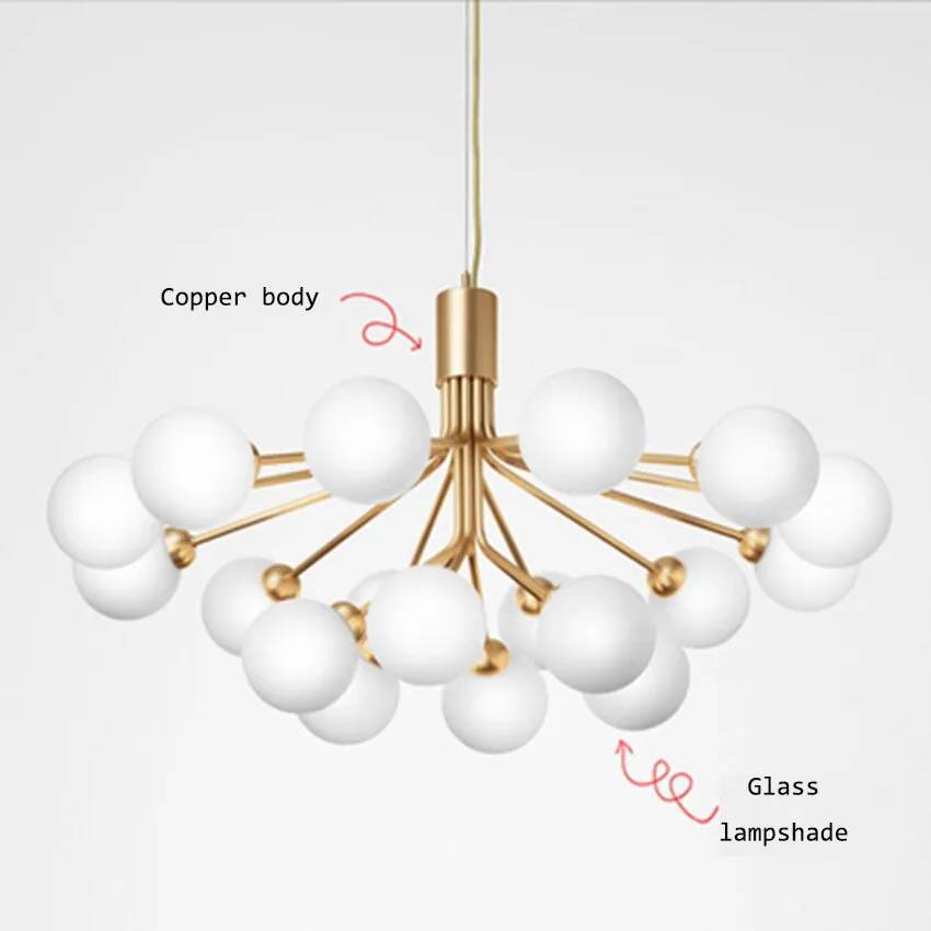 Nordic LED Glass Creative Magic Bean Molecule Chandelier: Modern Lighting for Living Room, Restaurant, and Bedroom Decor