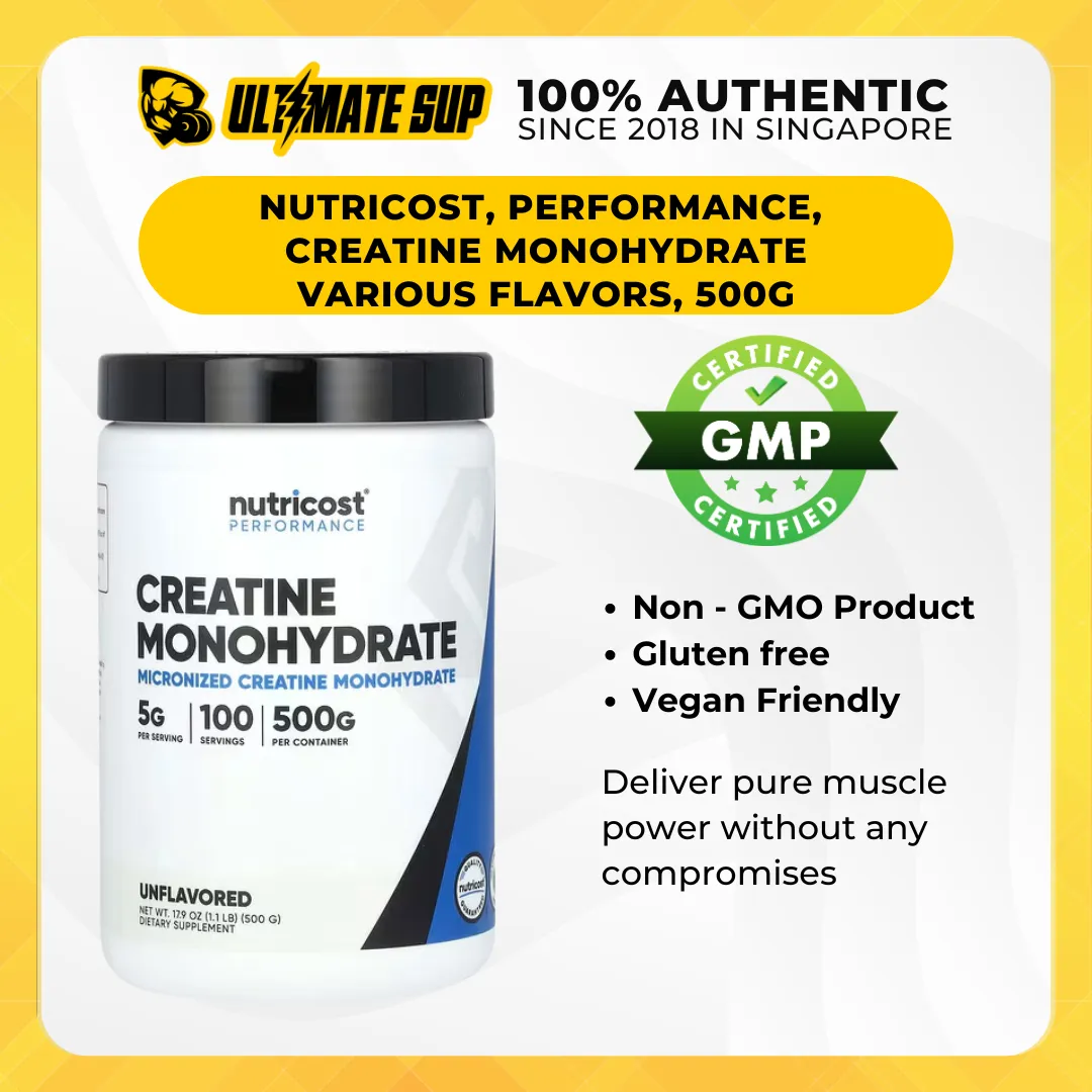 Nutricost, Performance, Creatine Monohydrate, Strength and Muscle Growth, Various Flavors, 300g-1kg