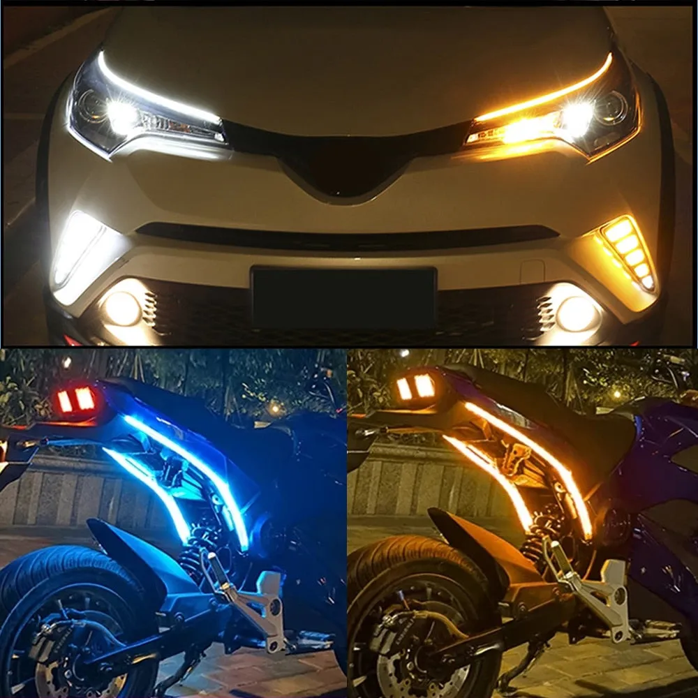 OKEEN LED Car Daytime Running Light With Start Sequential Scan DRL Universal Daylight Turn Signal Lamp Auto Headlight Strips 12V