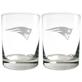 Open Box - NFL New England Patriots Laser Etched Rocks Glass Set - 2pc