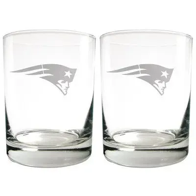 Open Box - NFL New England Patriots Laser Etched Rocks Glass Set - 2pc