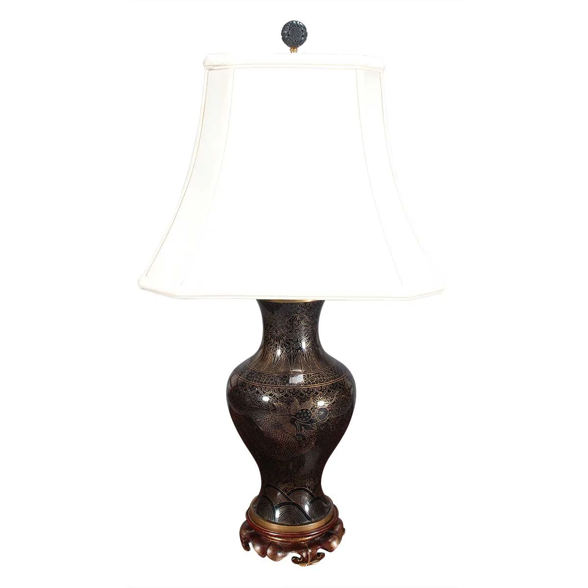 Pair of Black and Gold Vases as Lamps