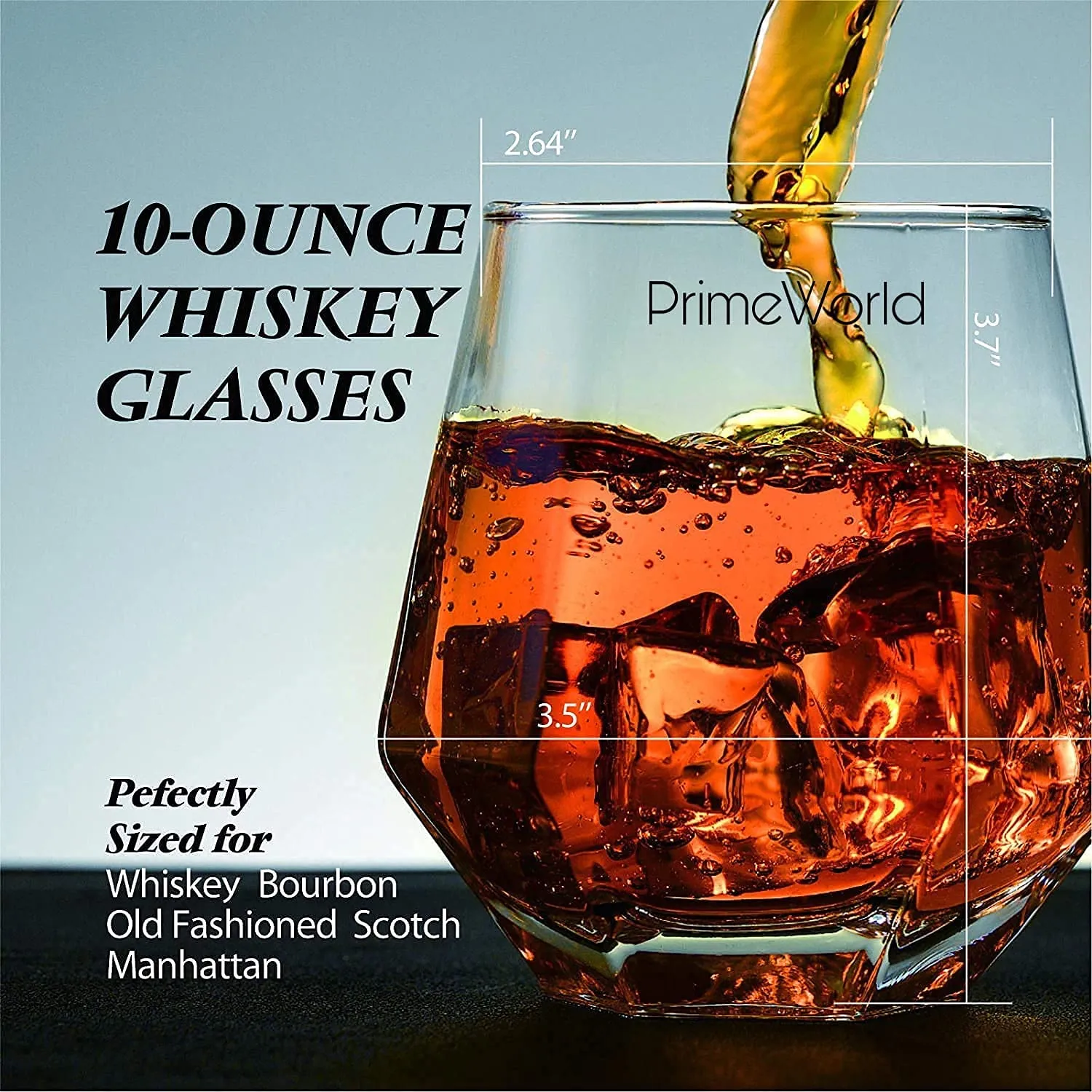 PrimeWorld European 300 ml Aquatic Glasses Set of 6 pcs - Tall Drinking Glasses for- Water, Juice, Colddrink, Mojito, Cocktail, Lead-Free, Perfect for Home, Restaurants and Parties