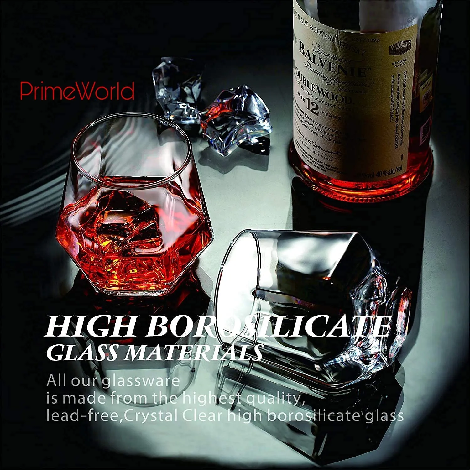 PrimeWorld European 300 ml Aquatic Glasses Set of 6 pcs - Tall Drinking Glasses for- Water, Juice, Colddrink, Mojito, Cocktail, Lead-Free, Perfect for Home, Restaurants and Parties
