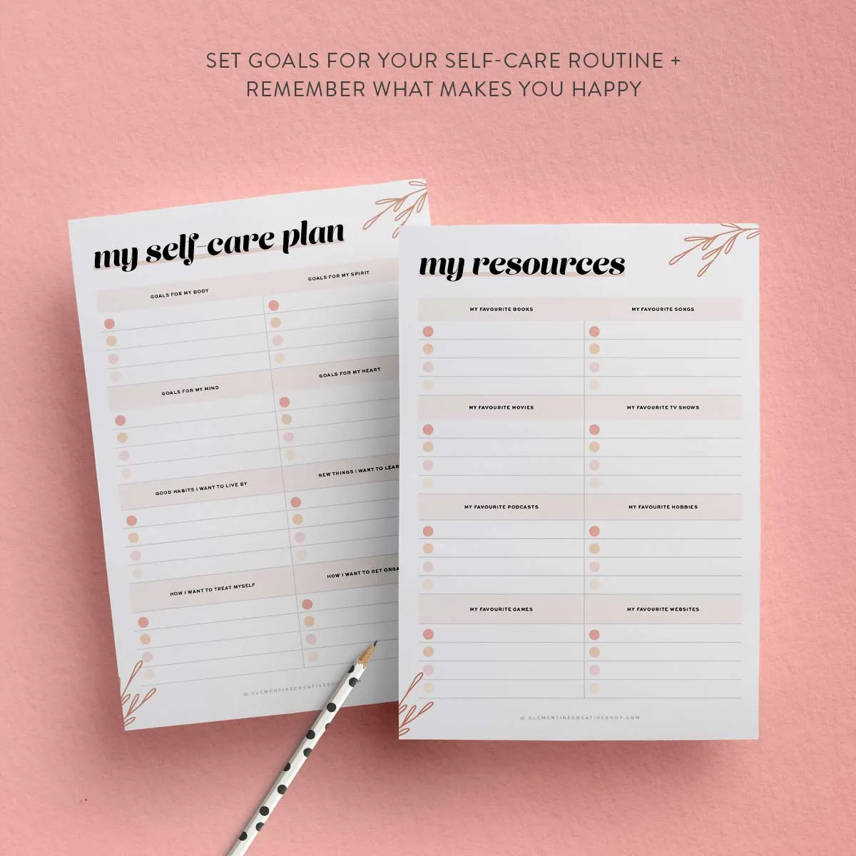 Printable Self-Care Planner - Make Self-Care a Priority (20 Pages PDF)