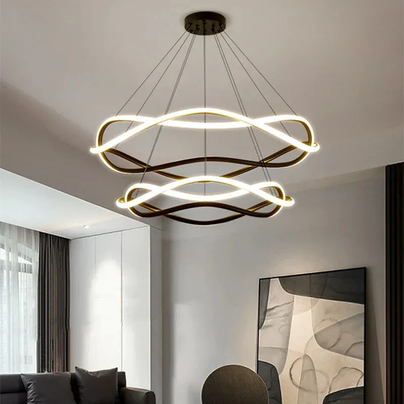 "Mansion Nordic Black Geometric Ring Chandelier for Elegant Spaces"