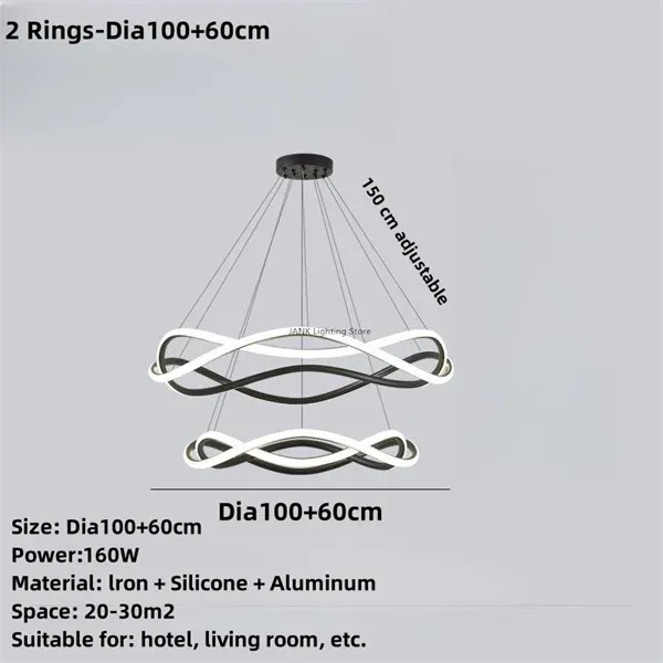 "Mansion Nordic Black Geometric Ring Chandelier for Elegant Spaces"