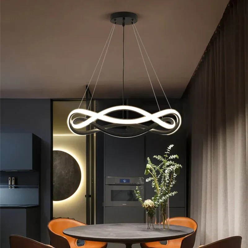 "Mansion Nordic Black Geometric Ring Chandelier for Elegant Spaces"