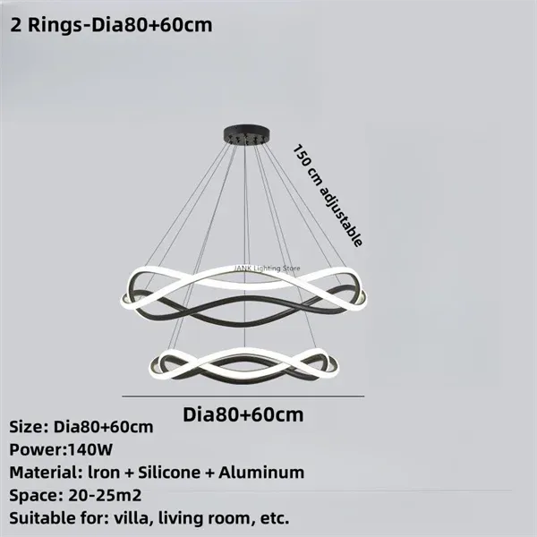 "Mansion Nordic Black Geometric Ring Chandelier for Elegant Spaces"