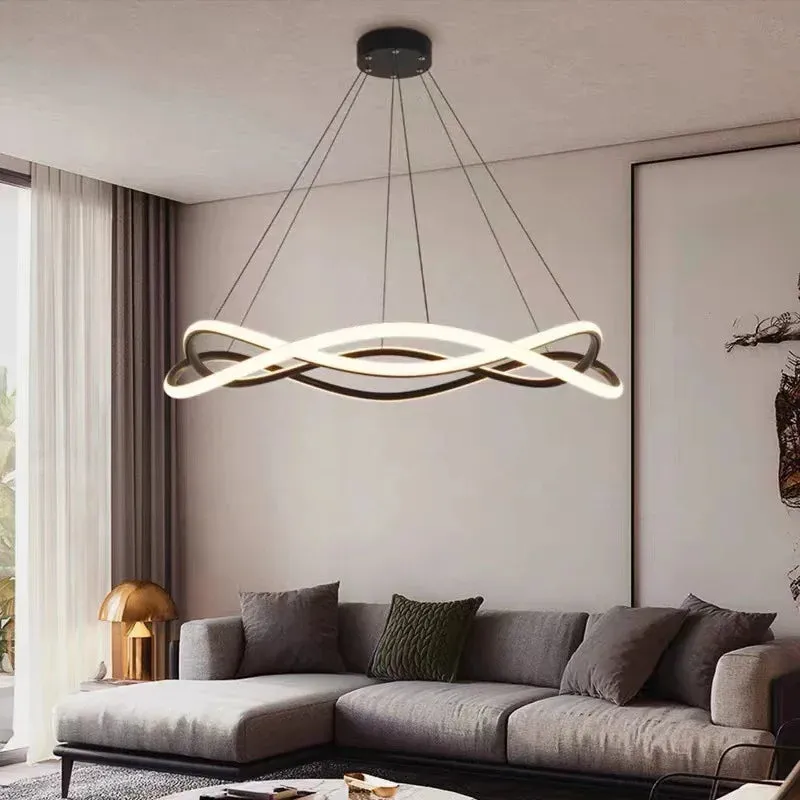 "Mansion Nordic Black Geometric Ring Chandelier for Elegant Spaces"