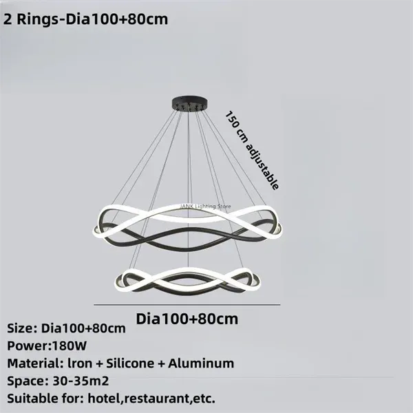 "Mansion Nordic Black Geometric Ring Chandelier for Elegant Spaces"