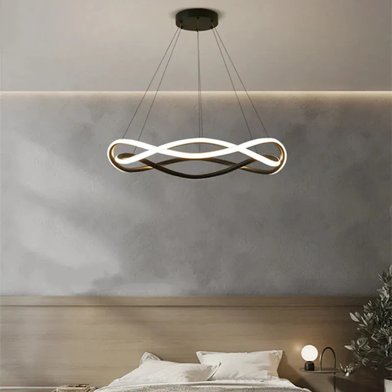 "Mansion Nordic Black Geometric Ring Chandelier for Elegant Spaces"