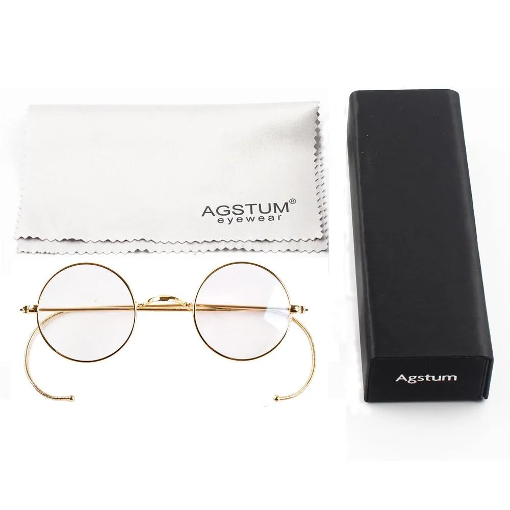 Retro Small Round Wire Rim Glasses - No Nose Pads A2039
