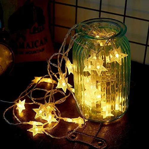 SATYAM KRAFT 20 Star String Lights for Indoor Outdoor Decoration (3 Meter , Yellow)