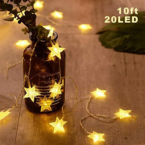 SATYAM KRAFT 20 Star String Lights for Indoor Outdoor Decoration (3 Meter , Yellow)