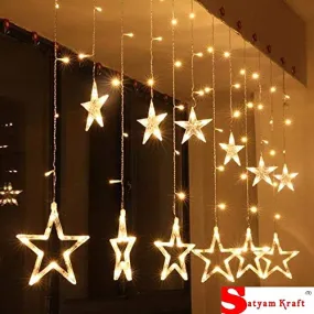SATYAM KRAFT Star Light Curtain for Decoration (Yellow) (1 PCS Yellow Color) / Decorative Lights for Home/Lights for Decoration/Decoration Items Valentine Gift