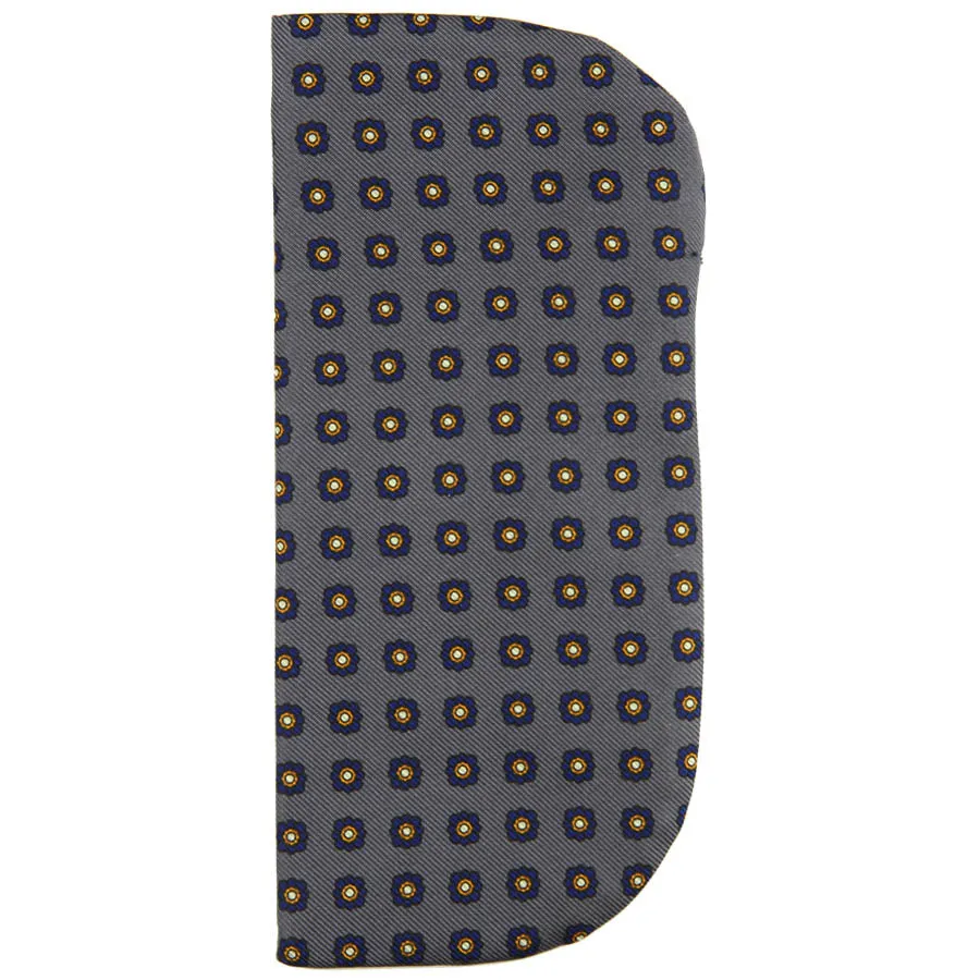 Shibumi-Flower Printed Silk Glasses Case - Grey