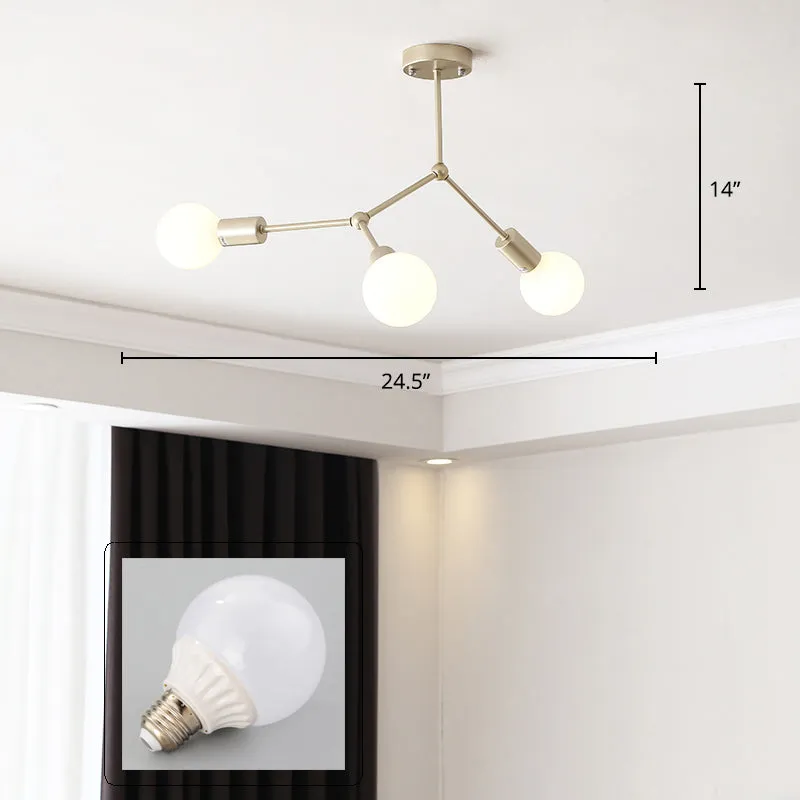 Sleek Molecular Metal Chandelier - Minimalist Light Fixture for Living Room