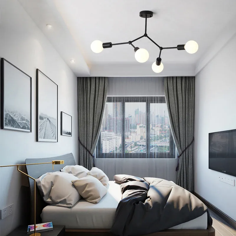 Sleek Molecular Metal Chandelier - Minimalist Light Fixture for Living Room