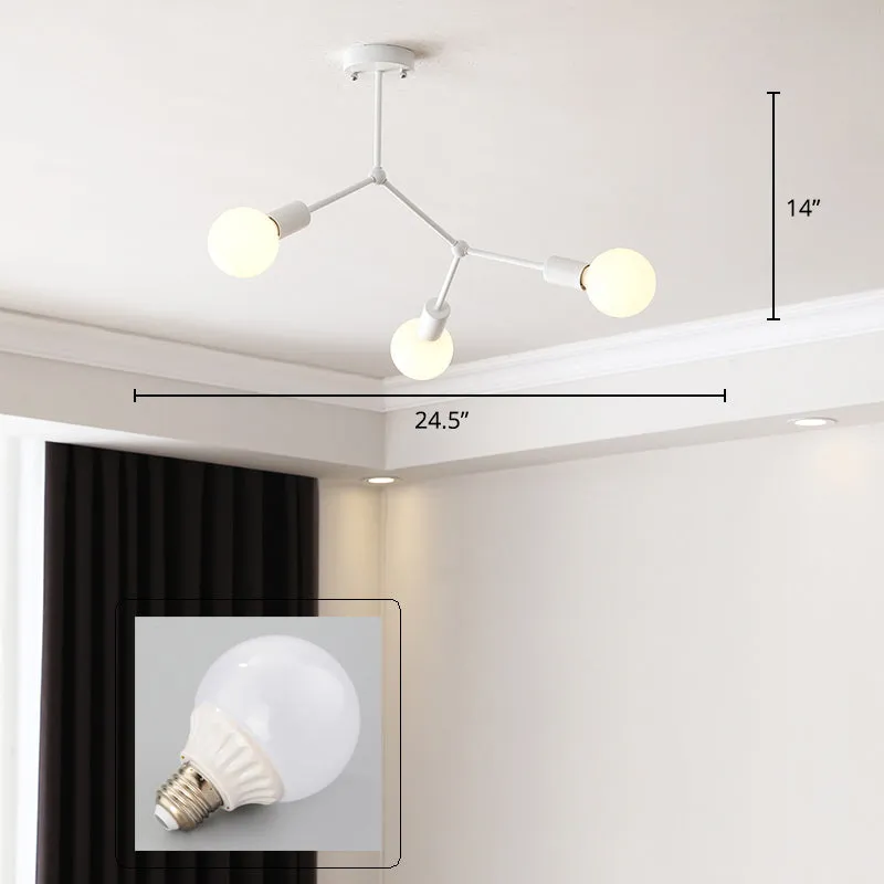 Sleek Molecular Metal Chandelier - Minimalist Light Fixture for Living Room