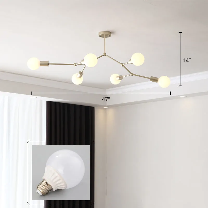Sleek Molecular Metal Chandelier - Minimalist Light Fixture for Living Room