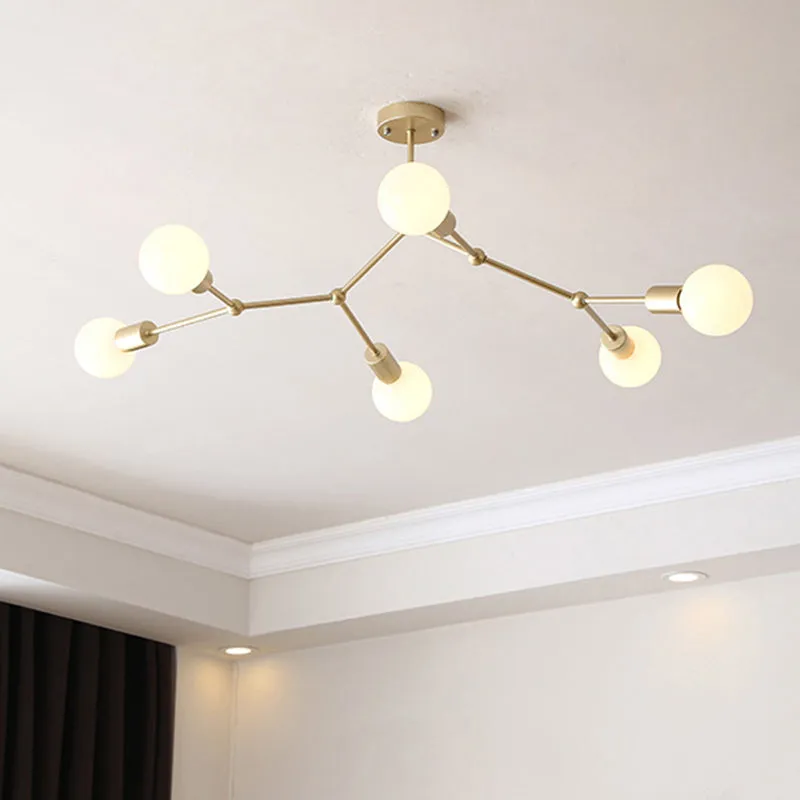 Sleek Molecular Metal Chandelier - Minimalist Light Fixture for Living Room