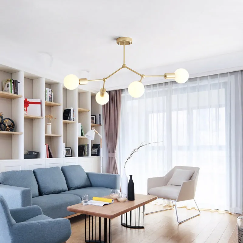 Sleek Molecular Metal Chandelier - Minimalist Light Fixture for Living Room