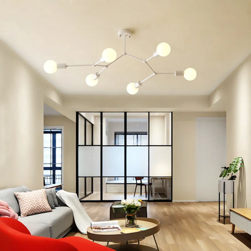 Sleek Molecular Metal Chandelier - Minimalist Light Fixture for Living Room