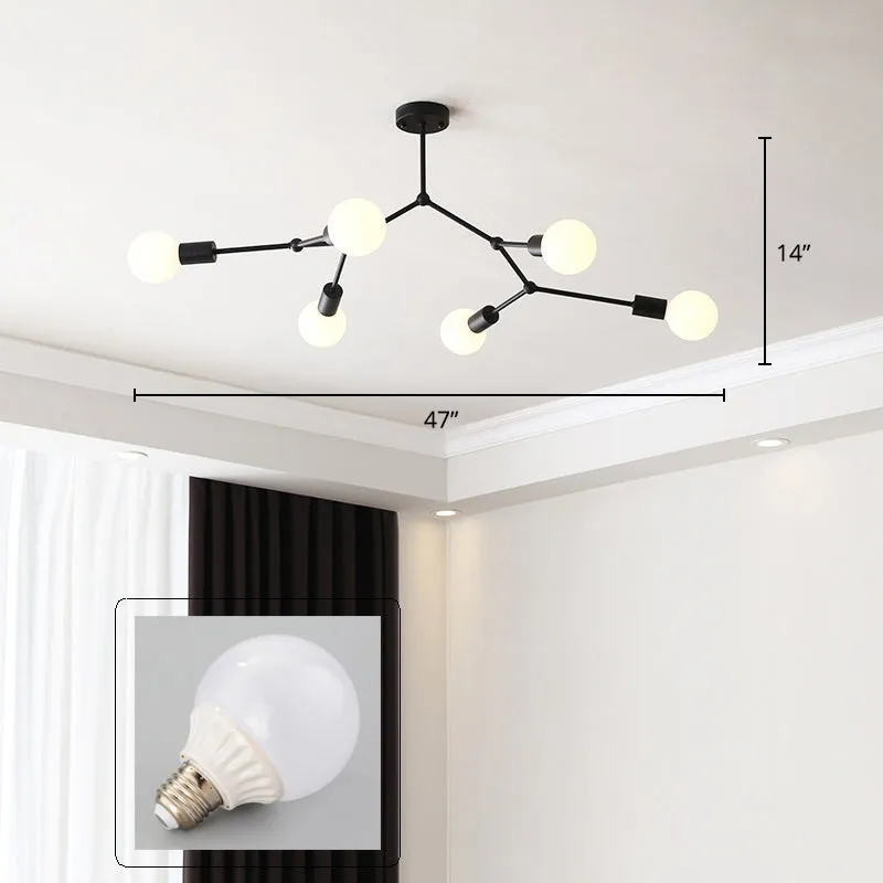 Sleek Molecular Metal Chandelier - Minimalist Light Fixture for Living Room