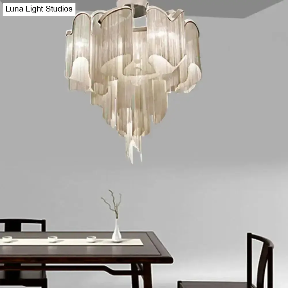 Sleek Twisted Aluminum LED Ceiling Light: Semi-flush, Contemporary Living Room Fixture