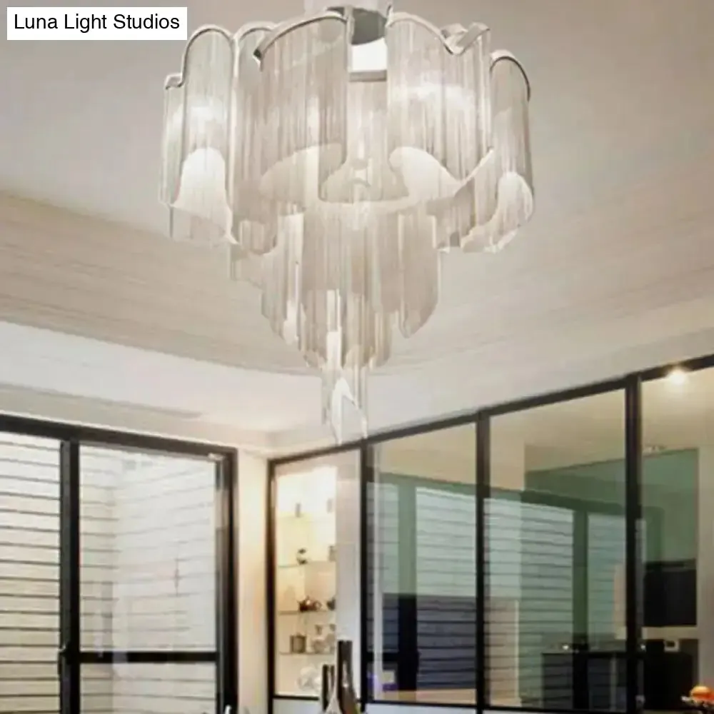 Sleek Twisted Aluminum LED Ceiling Light: Semi-flush, Contemporary Living Room Fixture