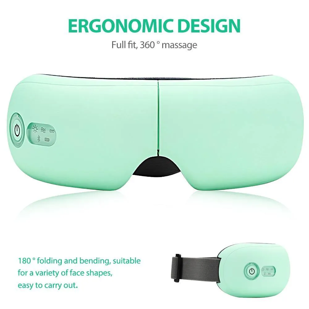 Smart Vibration Eye Massager with Bluetooth for Eye Care Foldable Music Instrument Hot Compress Glasses with Eye Protection