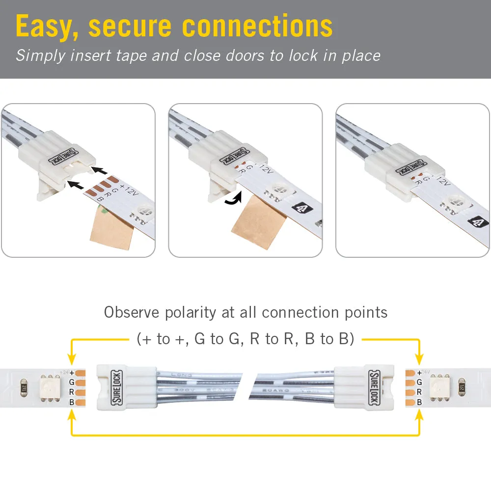 SureLock 4 Pin RGB LED Strip Light Corner Connectors