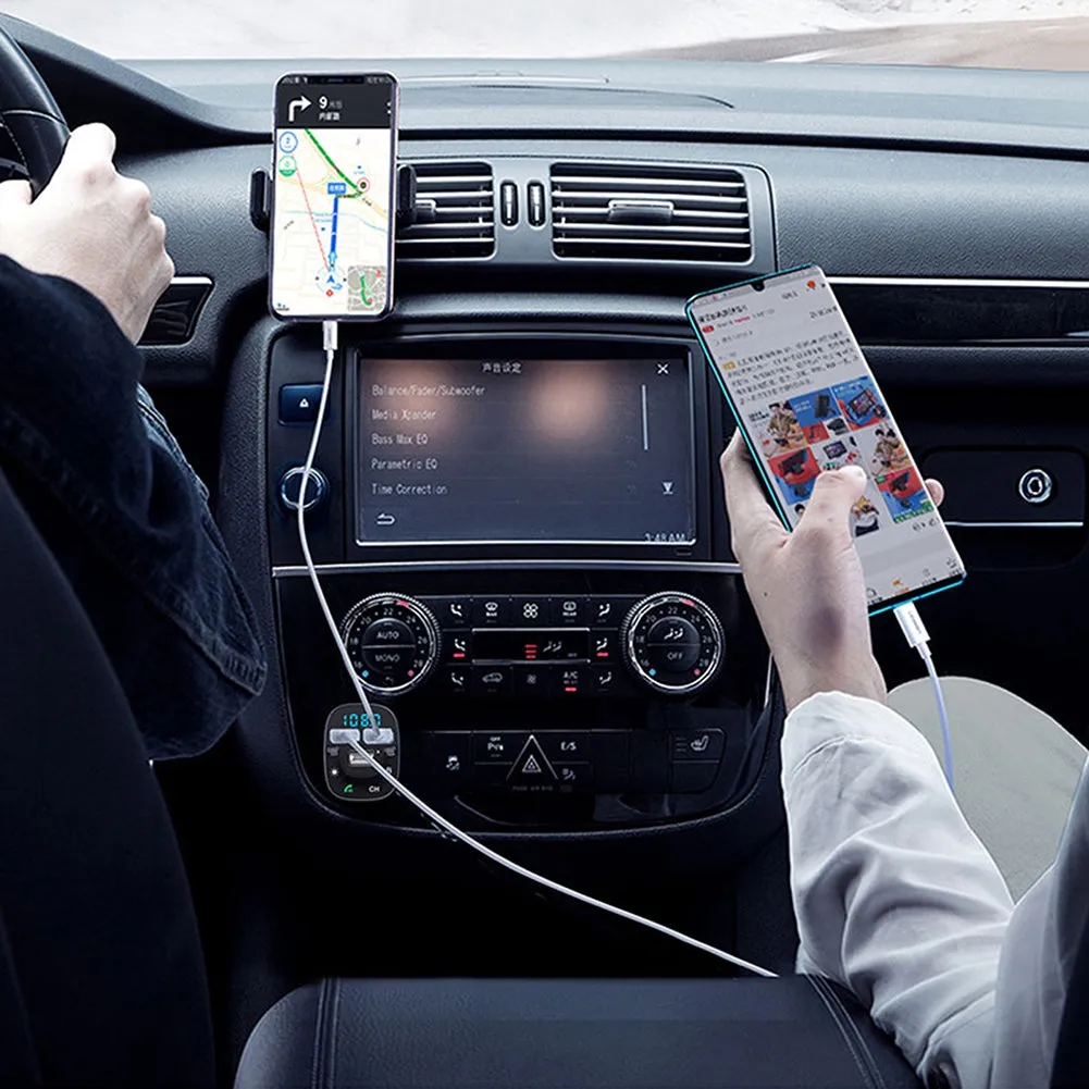 T75 V5.0 FM Transmitter For Car Wireless Adapter Cigarette