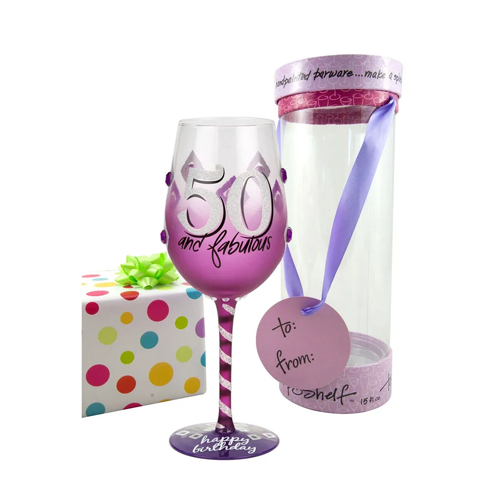 Top Shelf 50th Birthday Wine Glass