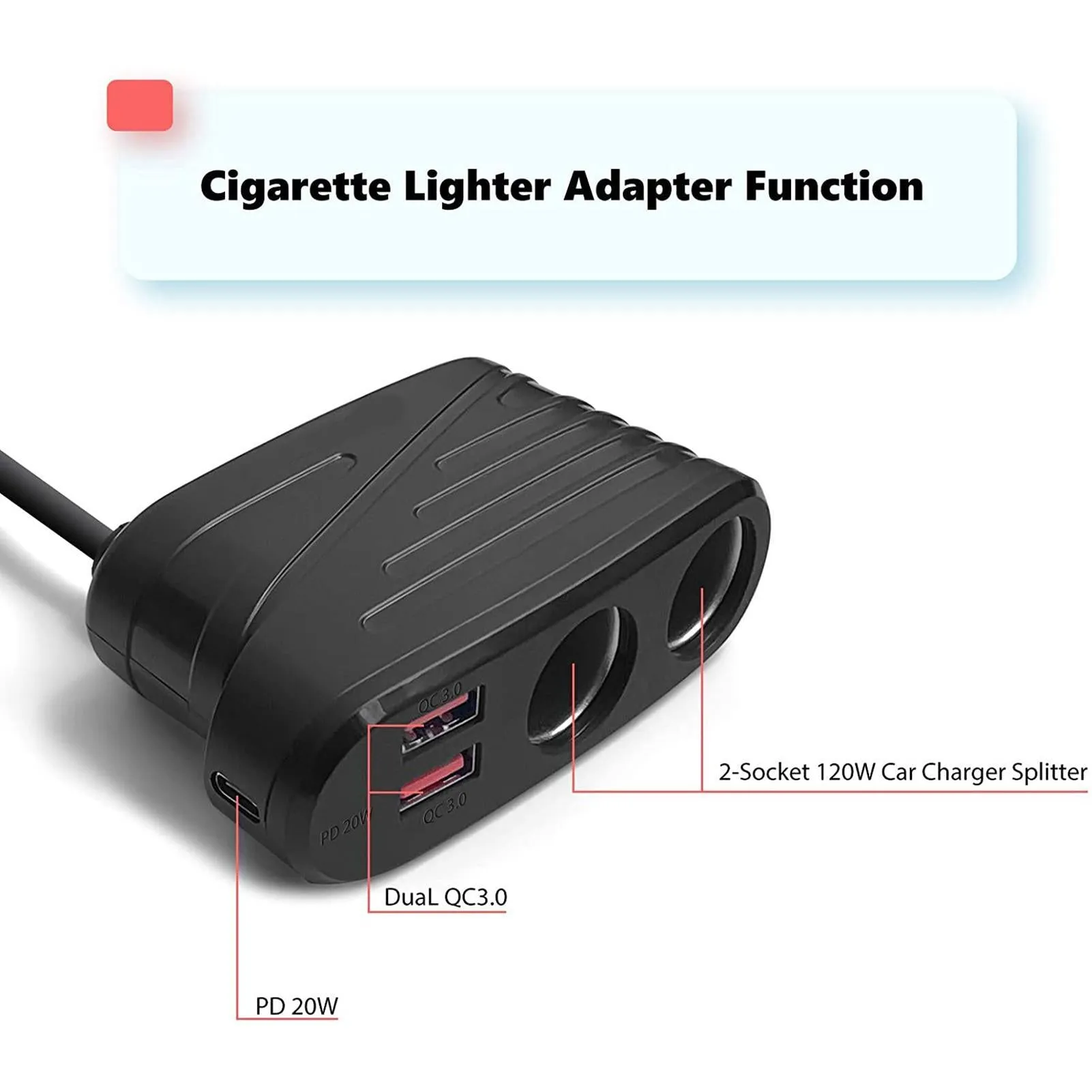 TR31 Cigarette Lighter Adapter 2 Socket Cigarette Lighter