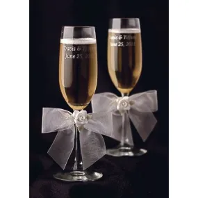 White Rose Wedding Toasting Glasses