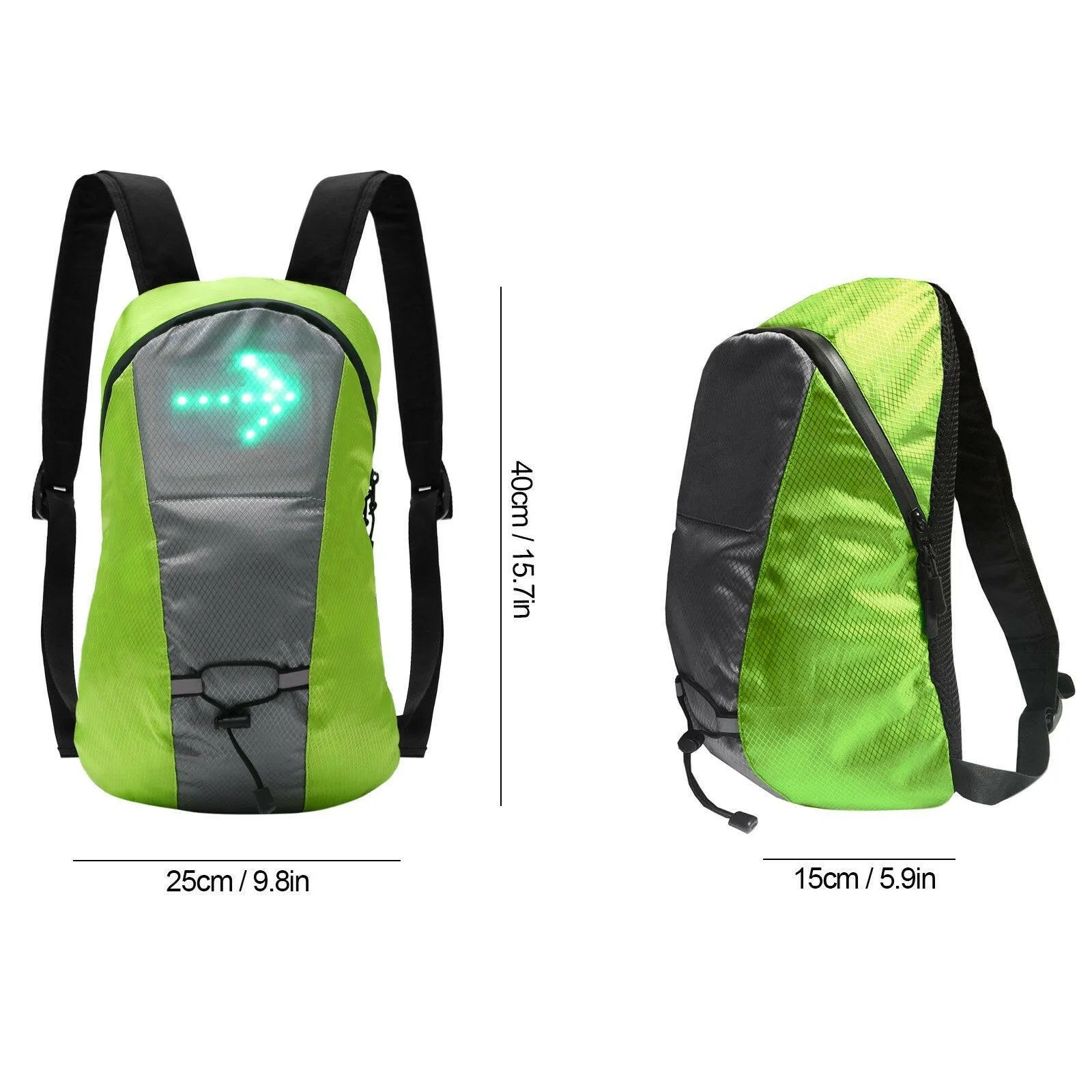 Wireless LED Signal Light Direction Indicator USB Rechargeable LED Turn Signal   Backpack Attached Light