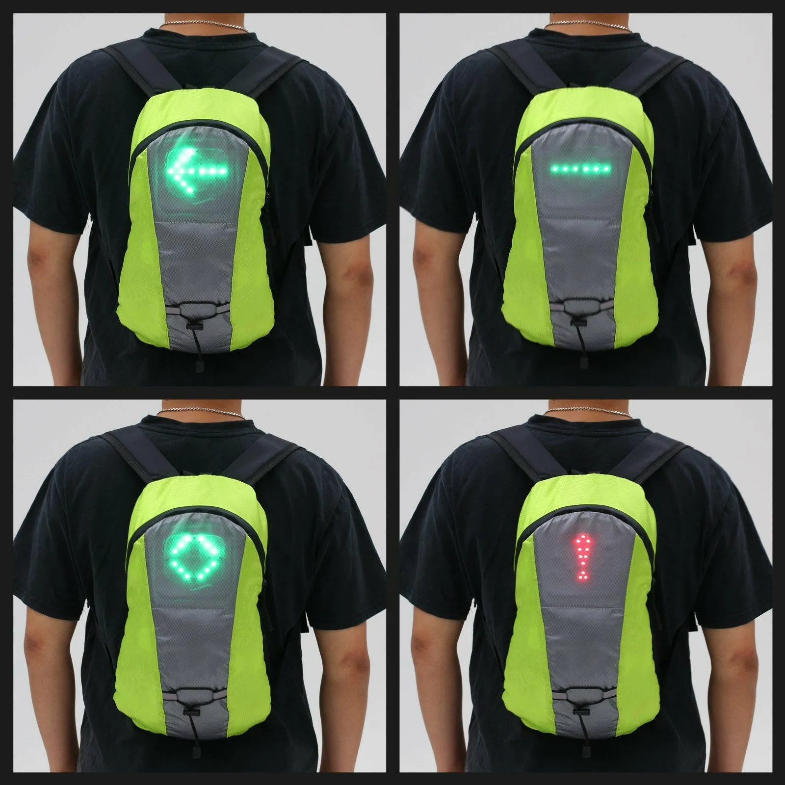 Wireless LED Signal Light Direction Indicator USB Rechargeable LED Turn Signal   Backpack Attached Light
