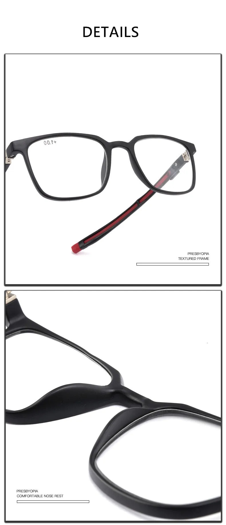 Yimaruili Unisex Full Rim Acrylic Frame Presbyopic Reading Glasses Anti Blue Light Lenses TR809-2