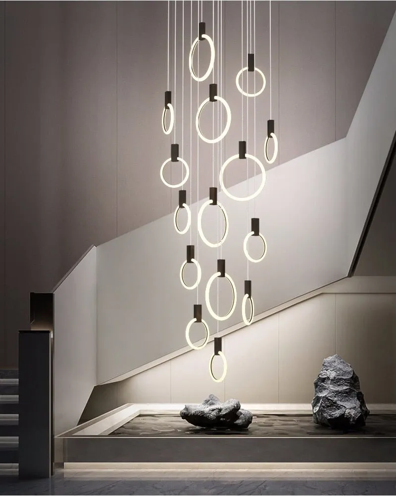 YLK Omishi - Rounded base Luxury modern acrylic chandelier for staircase large