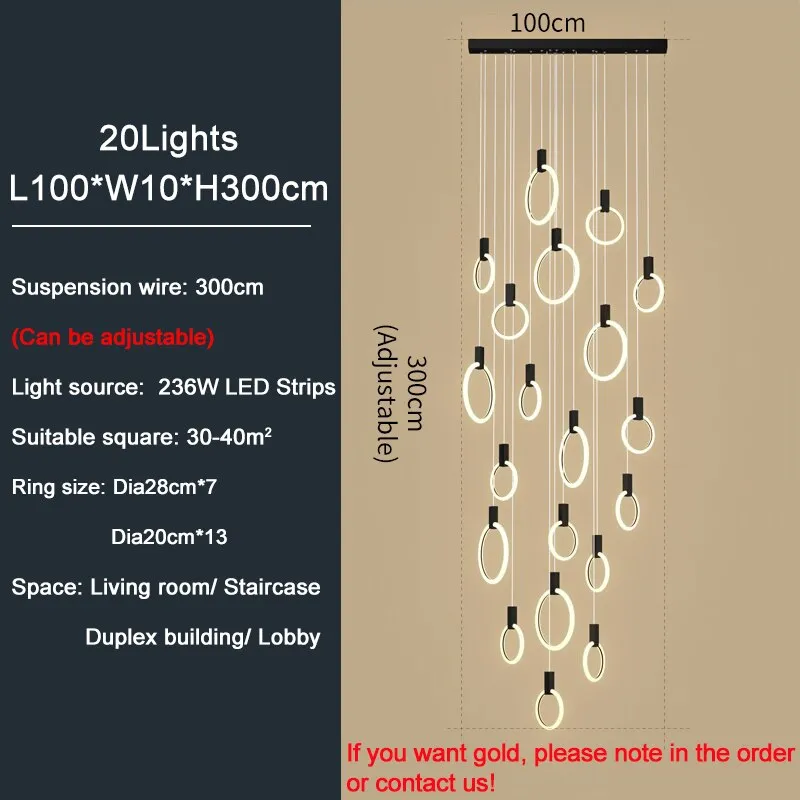 YLK Omishi - Rounded base Luxury modern acrylic chandelier for staircase large