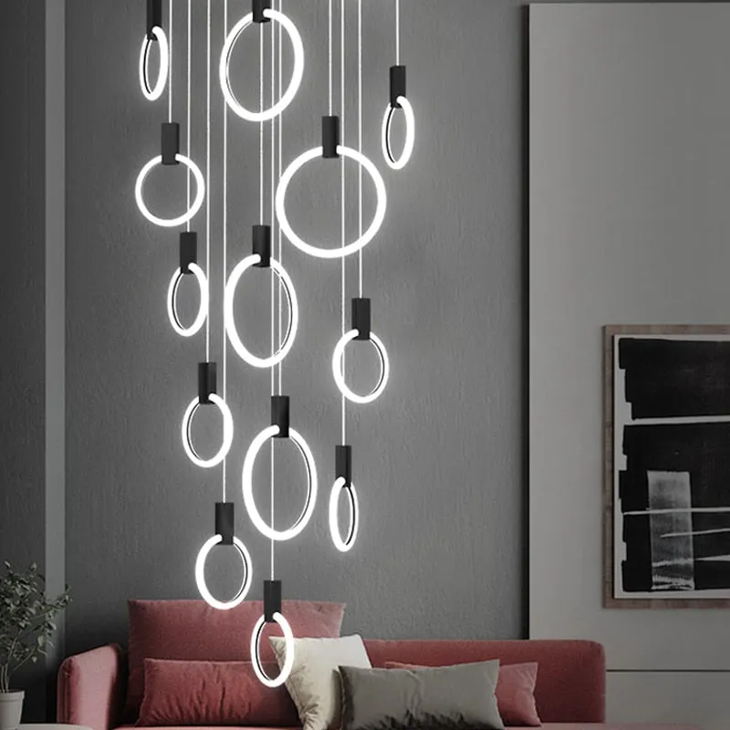 YLK Omishi - Rounded base Luxury modern acrylic chandelier for staircase large